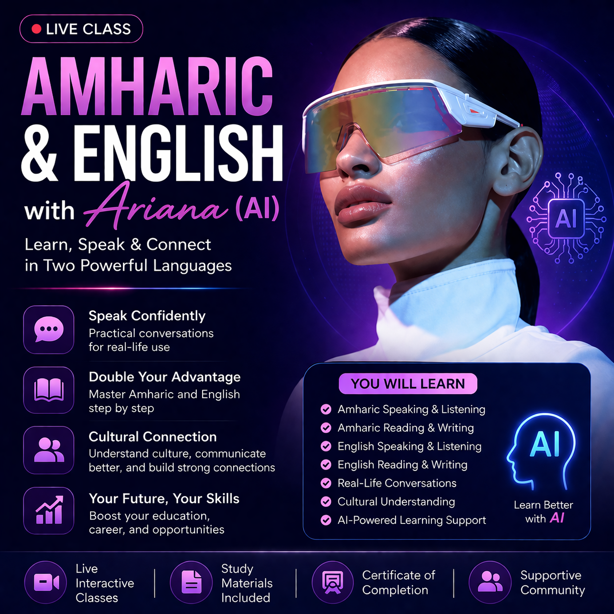 Amharic & English with Ariana AI - Live Class
